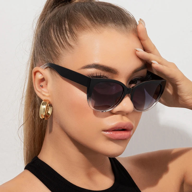 Fashion Cat Eye Sunglasses Women Brand Desginer Sun Glasses Gradient Simple Wide Leg Design Unisex Cateye Female Shades UV400