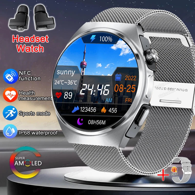 For Man Women New 2 in 1 Smart Watch With Earbuds Smartwatch TWS Bluetooth Earphone Heart Rate Blood Oxygen Monitor Sports Watch