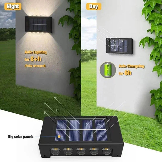 Solar Wall Lamp Outdoor Waterproof Solar Lights Up And Down Convex lens Lighting For Garden Street Landscape Balcony Outdoor Dec