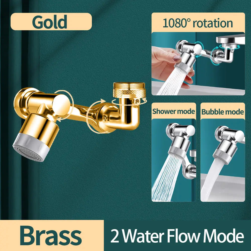 Gold mechanical arm universal faucet face wash basin splash proof extension connector can be rotated bathroom Fauce water nozzle