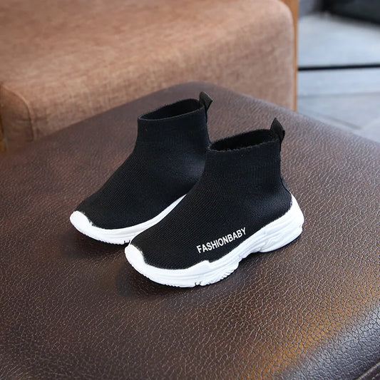 Children's Shoes Spring and Fall Four Seasons Paragraph Boys and Girls Fly Weaving Breathable Mesh High-Top Elastic Socks Shoes