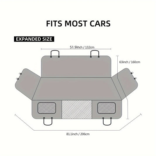Hammock-Style Portable Back Seat Cover: Waterproof & Scratch-Proof Pet Car Seat Protector - Anti-Slip Fabric with Soft Padding