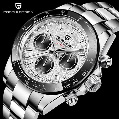 PAGANI DESIGN 2024 New PD-1644 Meteorite Dial Fashion Men Quartz Wristwatches 100M Sapphire Glass Chronograph relogio masculino