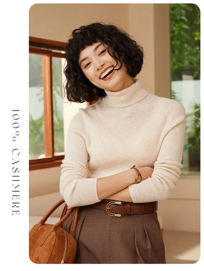 Autumn and Winter New Women's Sweater 100% Pure Cashmere High Collar Hoodie Knitted Basic Style Hot Selling Women's Top
