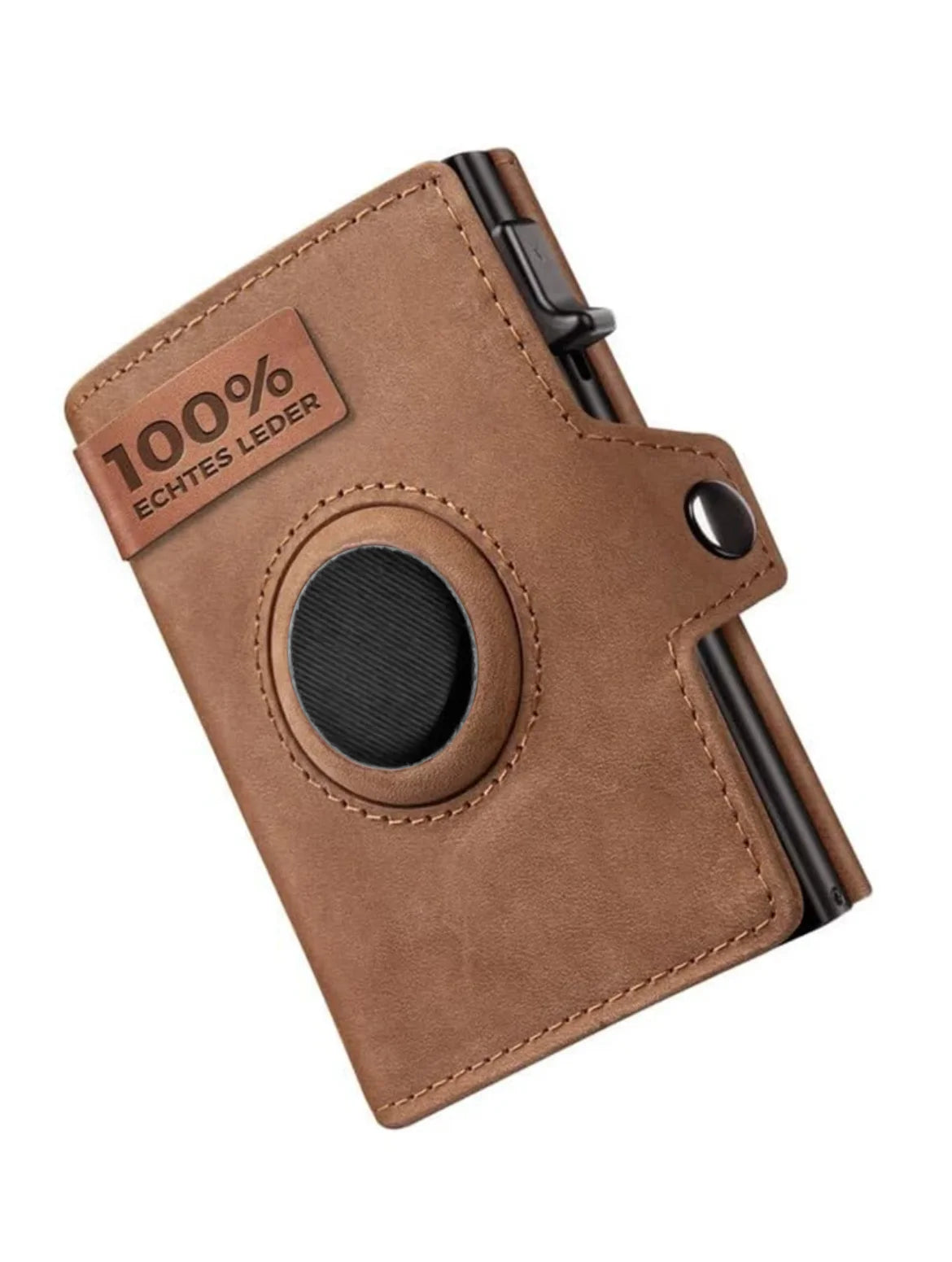 YATBEST Men's Leather Wallet With Coin Pocket AirTag Positioning Card Clip RFID Anti Magnetic Anti-Theft Card Swiping Bag