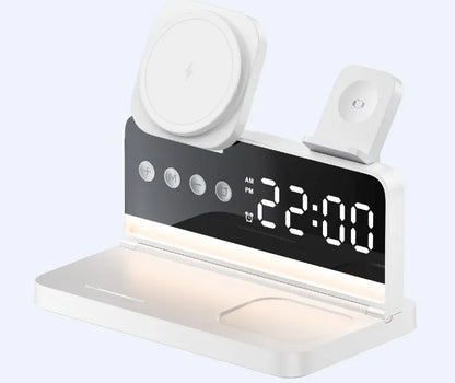 Qi2 5 In 1 Magnetic Wireless Charger Stand LED Night Light Alarm Clock for Samsung iPhone IWatch Airpods Fast Charging Station