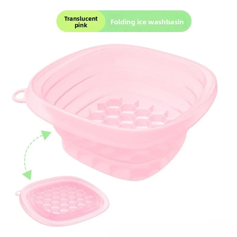 Collapsible Silicone Face Basin - Dual-Purpose Ice Therapy & Beauty Care Container for Home/Spa Use