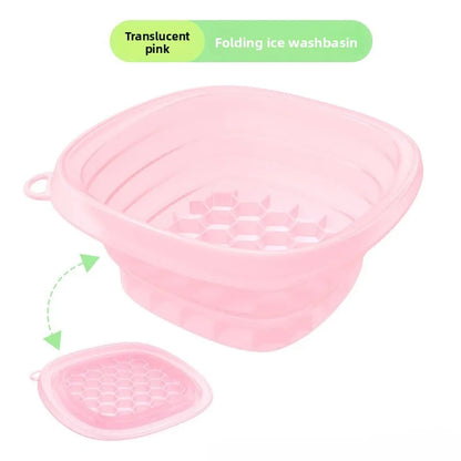 Collapsible Silicone Face Basin - Dual-Purpose Ice Therapy & Beauty Care Container for Home/Spa Use