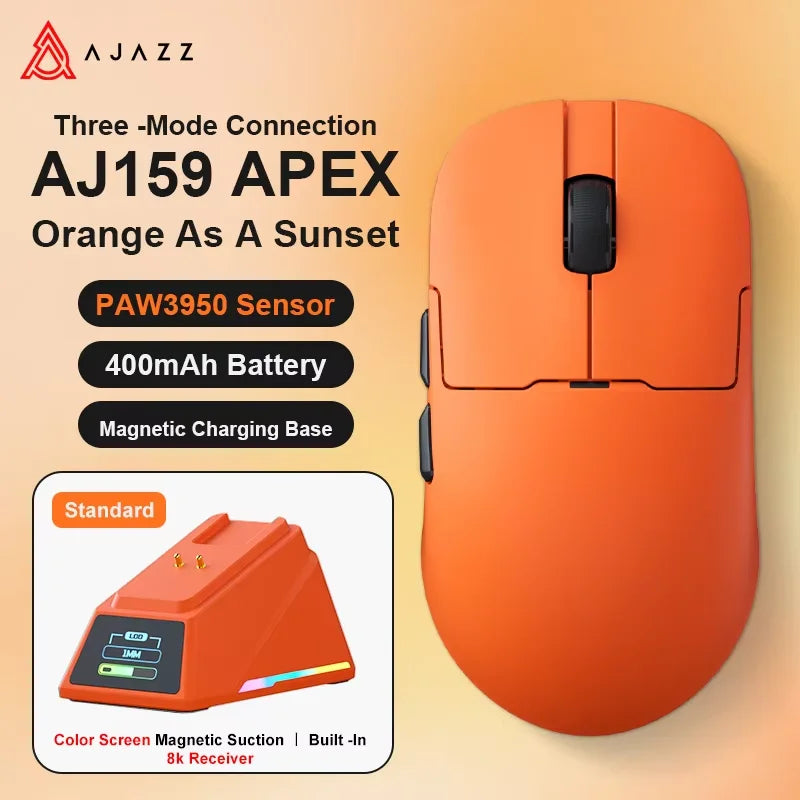 AJAZZ AJ159 APEX/AJ159PRO Wireless Gamer Mouse with RGB Magnetic Charging Base Lightweight  AJ159P Gaming Mouse for PC Laptop