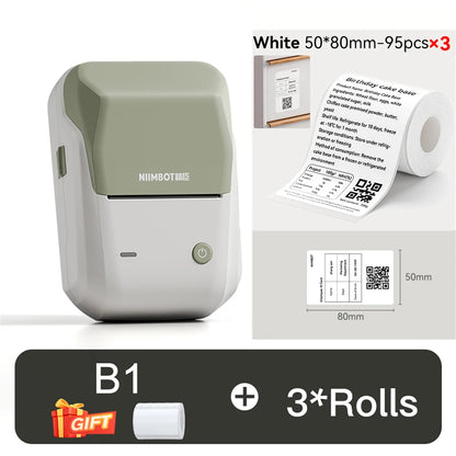 NIIMBOT B1 Portable Thermal Printer With Tapes 2 Inch Adhesive Label Printer Mini Bluetooth Sticker Maker Support Smartphones PC