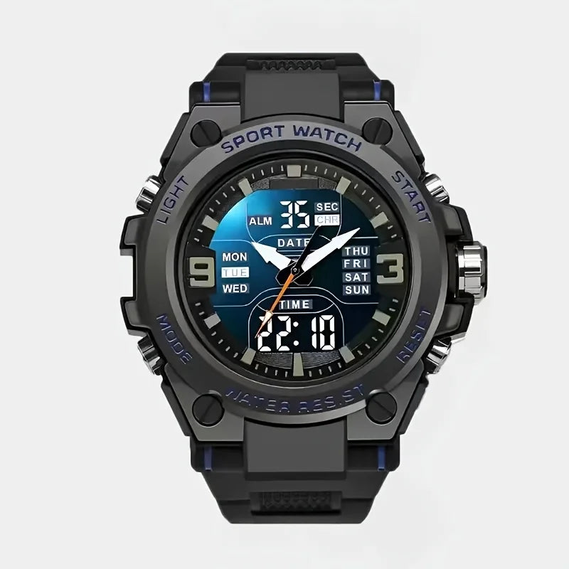 Men's digital sports watch alarm clock, timing, date function, alloy case - perfect for outdoor activities