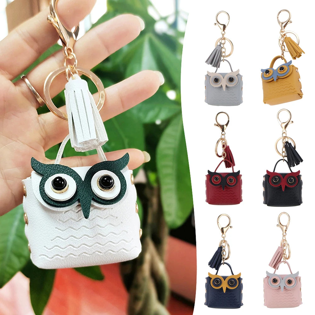 MultiPurpose Mini Owl-shaped Coin Purse Bags Fashionable Backpack Decoration Keychain Earphone Bag for Women Girls Small Pouch