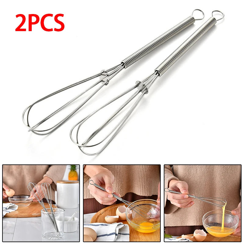 1/2pcs 3-wire Mini Stainless Steel Balloon Balloon Beater,Cuisine Manual Whisk Kitchen Manual Frother Pastry Whip
