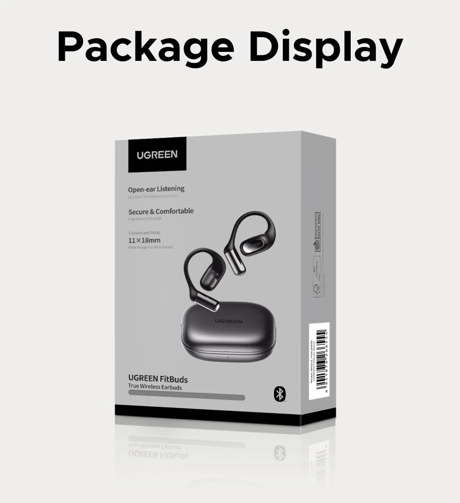 UGREEN FitBuds Open-Ear Headphones Earphones, Ear-hook TWS True-Wireless Bluetooth 6.0 Wireless Earbuds, Spatial Audio, 30H play