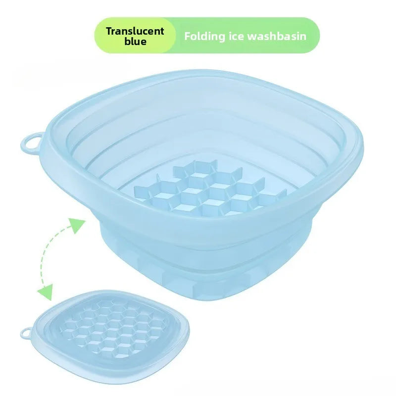 Collapsible Silicone Face Basin - Dual-Purpose Ice Therapy & Beauty Care Container for Home/Spa Use