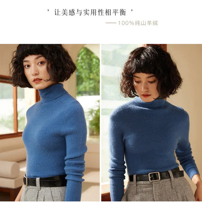 Autumn and Winter New Women's Sweater 100% Pure Cashmere High Collar Hoodie Knitted Basic Style Hot Selling Women's Top