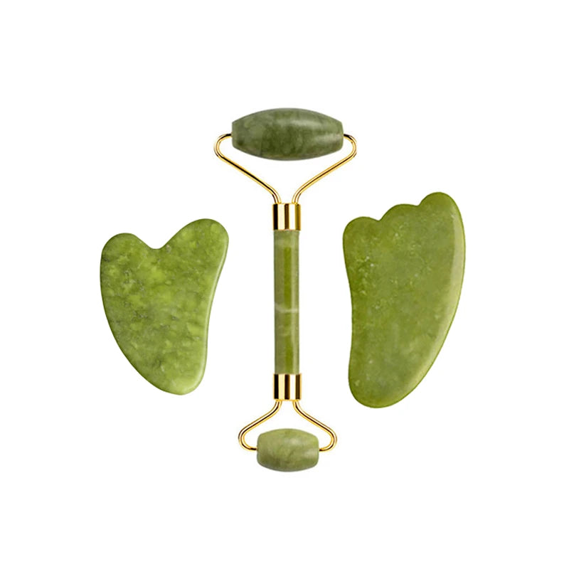 Natural Jade Roller Gua Sha Massage Set Guasha Board Comb Gouache Scraper Body Acupuncture Spa Facial Anti Aging Lifting Tools
