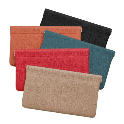 Self-Closing Artificial Leather Long Wallet Passport Driver's License ID Holder Headphone Data Cable Storage Cash Pouch