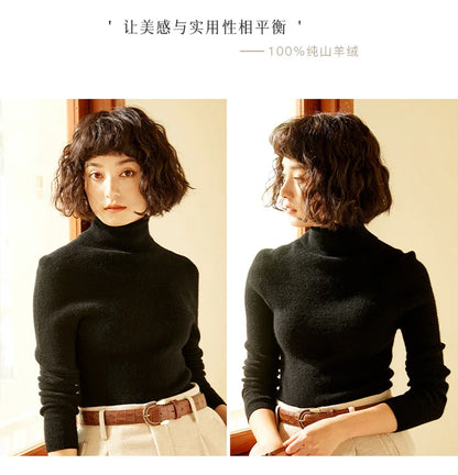 Autumn and Winter New Women's Sweater 100% Pure Cashmere High Collar Hoodie Knitted Basic Style Hot Selling Women's Top