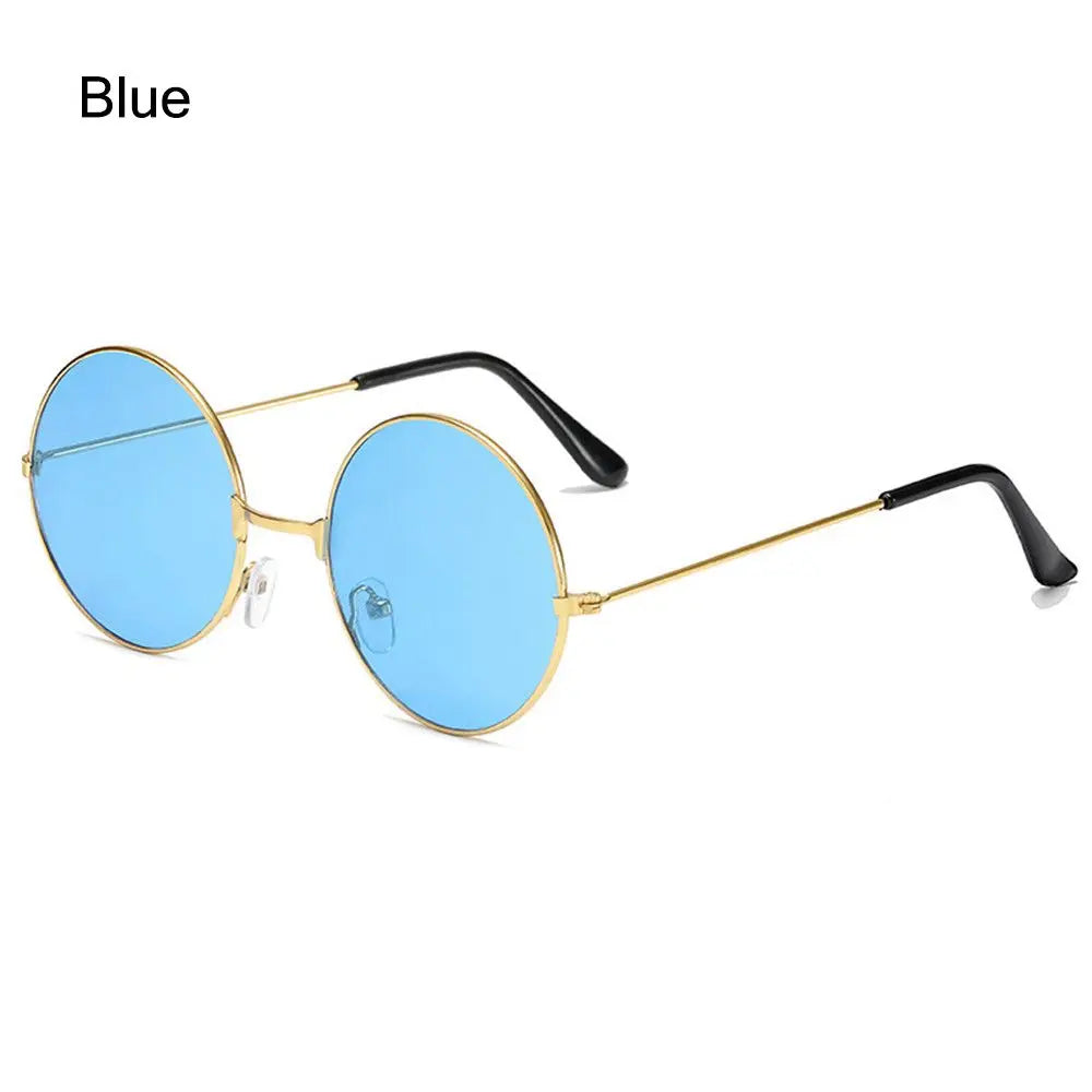 Fashion Retro Round Hippie Sunglasses  for Women Men Trendy Punk Disco Party Glasses Circle Metal UV Protection Sunglasses
