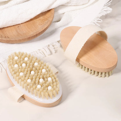 Dry Skin Body Massage Brush Natural Bristle Dead Skin Remover Exfoliating Soft SPA Woman Man Skin Cleaning Brush