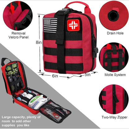 Survival kit and first aid kit, 142 pieces of professional survival equipment, for men's outdoor camping and exploration