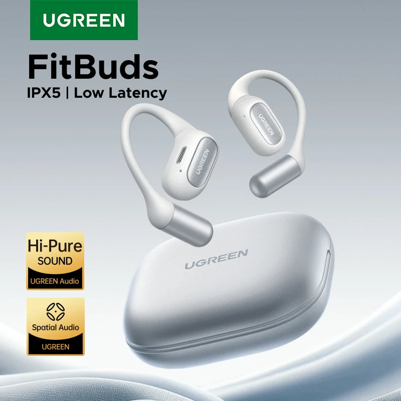 UGREEN FitBuds Open-Ear Headphones Earphones, Ear-hook TWS True-Wireless Bluetooth 6.0 Wireless Earbuds, Spatial Audio, 30H play