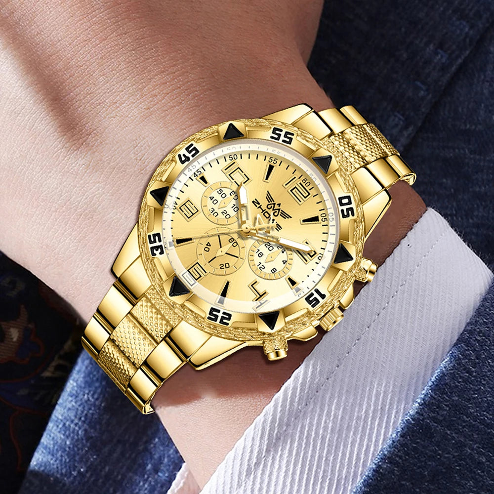 2PCS Men's Watch Set Fashion Trend Simple Digital Scale Dial Quartz Watch Set Suitable for Daily Clothing Matching