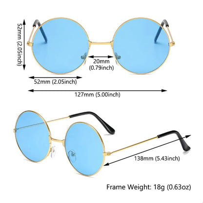 Fashion Retro Round Hippie Sunglasses  for Women Men Trendy Punk Disco Party Glasses Circle Metal UV Protection Sunglasses