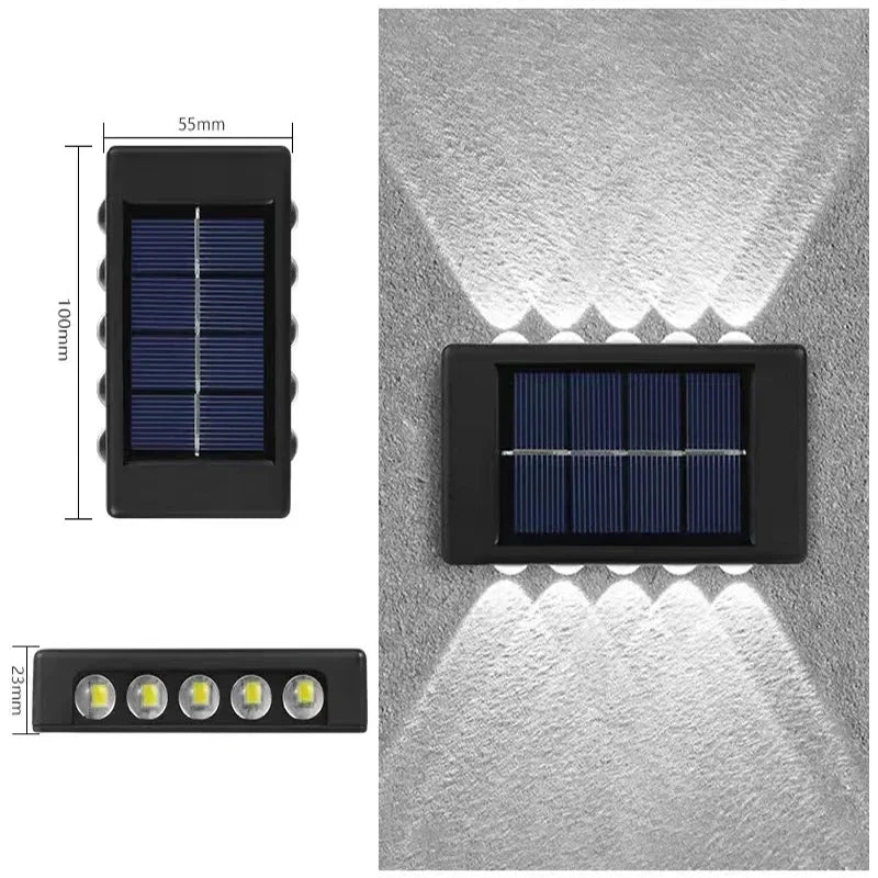 Solar Wall Lamp Outdoor Waterproof Solar Lights Up And Down Convex lens Lighting For Garden Street Landscape Balcony Outdoor Dec