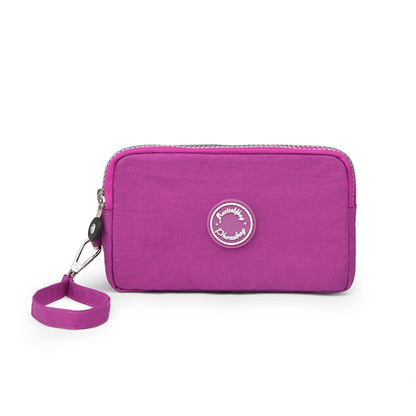 Fashion Solid Color Triple Zipper Large Capacity Ladies Clutch Wallet Travel Portable Popular Zipper Coin Purse Phone Wallet