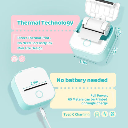 Phomemo T02 Mini Thermal Printer Wireless Mini Pocket Printer, Adhesive Sticker Printer for DIY, Journal, Student Birthday Gift