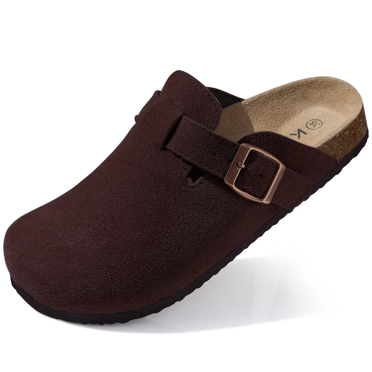 Comwarm Fashion Men's Suede Mules Slippers New Women Clogs Cork Insole Sandals With Arch Support Outdoor Beach Slides Home Shoes
