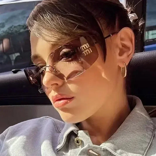 2025 Retro Frameless Design Sunshade Luxury Metal Women's Sunglasses High Quality Decoration Travel Hiking Sunglasses