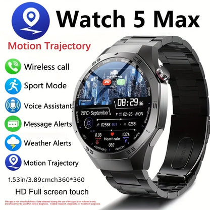 2025New For Android and ios Smart Watch Men AMOLED Screen GPS Motion trajectory Heart Rate Bluetooth Calls SmartWatch Waterproof