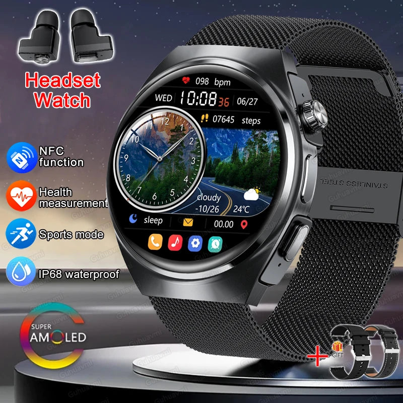 For Man Women New 2 in 1 Smart Watch With Earbuds Smartwatch TWS Bluetooth Earphone Heart Rate Blood Oxygen Monitor Sports Watch