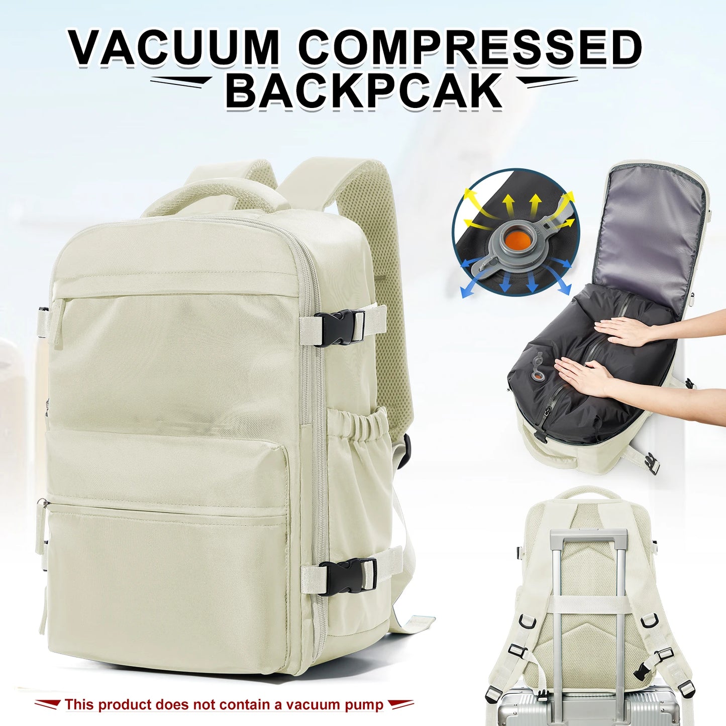 Ryanair Backpack Travel Cabin Airplane 40x20x25, Air Vacuum compression Backpack, Women Men Backpack Business Laptop Bag Handbag