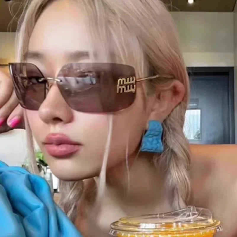 2025 Retro Frameless Design Sunshade Luxury Metal Women's Sunglasses High Quality Decoration Travel Hiking Sunglasses