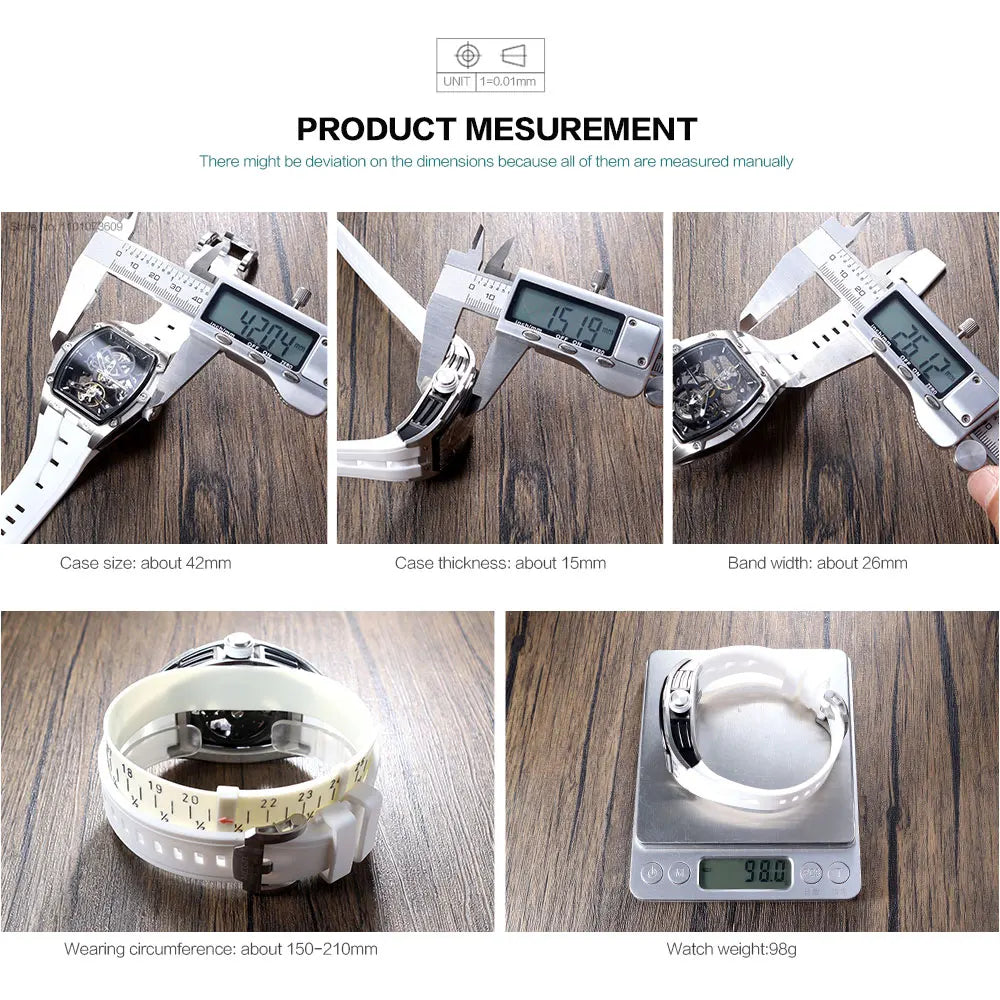 MEGIR 2242 Blue Automatic Watch for Men Sport Waterproof Stainless Steel Mechanical Wristwatch with Silicone Strap Skeleton Dial