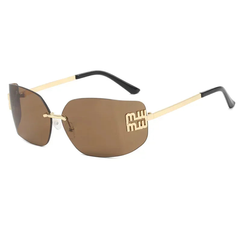 2025 Retro Frameless Design Sunshade Luxury Metal Women's Sunglasses High Quality Decoration Travel Hiking Sunglasses