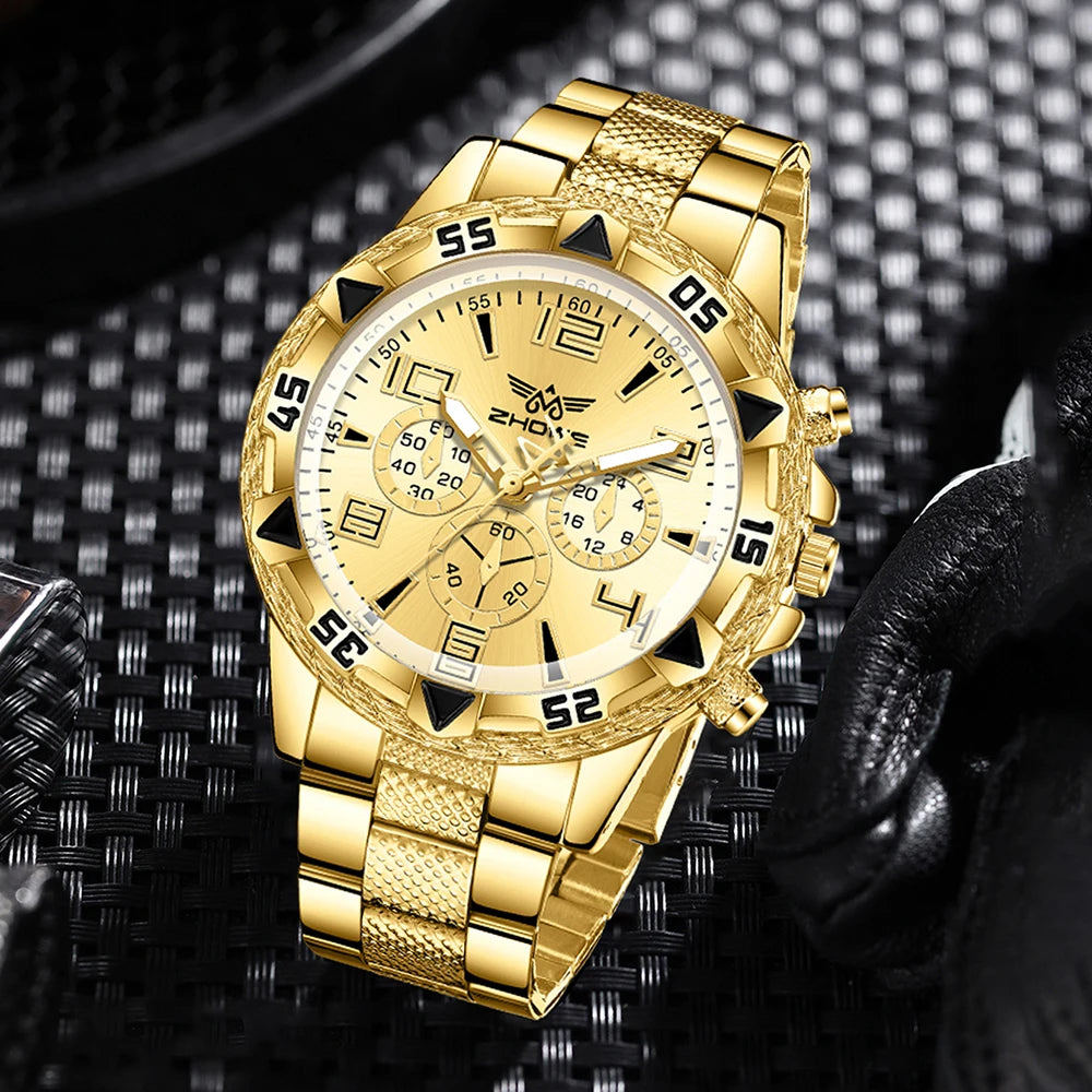 2PCS Men's Watch Set Fashion Trend Simple Digital Scale Dial Quartz Watch Set Suitable for Daily Clothing Matching