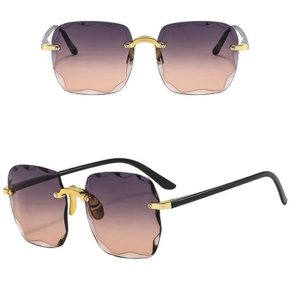 2024 New Rimless Women's Sunglasses Fashion Gradient Lenses Sun glasses Lady Vintage Alloy Legs Classic Designer Shades UV400