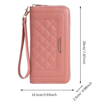 2024 new ladies purse long Joker zipper clutch bag embroidered fashion large capacity soft wallet mobile phone bag