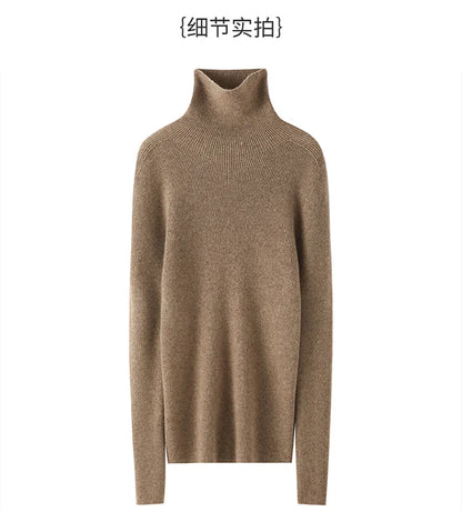 Autumn and Winter New Women's Sweater 100% Pure Cashmere High Collar Hoodie Knitted Basic Style Hot Selling Women's Top