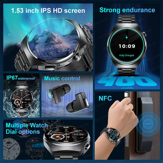 For Man Women New 2 in 1 Smart Watch With Earbuds Smartwatch TWS Bluetooth Earphone Heart Rate Blood Oxygen Monitor Sports Watch