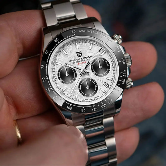 PAGANI DESIGN 2025 New PD-1644 Meteorite Dial Fashion Men Quartz Wristwatches 100M Sapphire Glass Chronograph relogio masculino