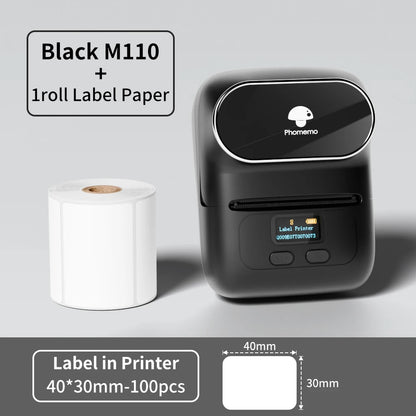 Phomemo M110 Label Makers Barcode Label Printer Bluetooth Portable Thermal Printer for Small Business Address Logo Clothing