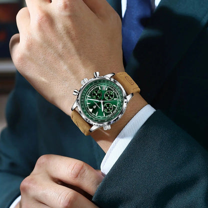 POEDAGAR Luxury Business Men's Watch Waterproof Luminous Date Chronograph Leather Man Clock Fashion Quartz Watches For Men Reloj