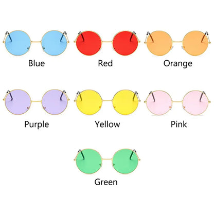 Fashion Retro Round Hippie Sunglasses  for Women Men Trendy Punk Disco Party Glasses Circle Metal UV Protection Sunglasses