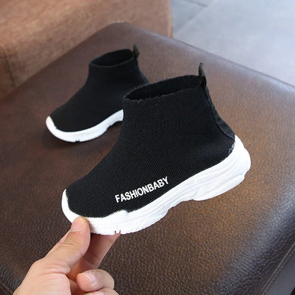 Children's Shoes Spring and Fall Four Seasons Paragraph Boys and Girls Fly Weaving Breathable Mesh High-Top Elastic Socks Shoes